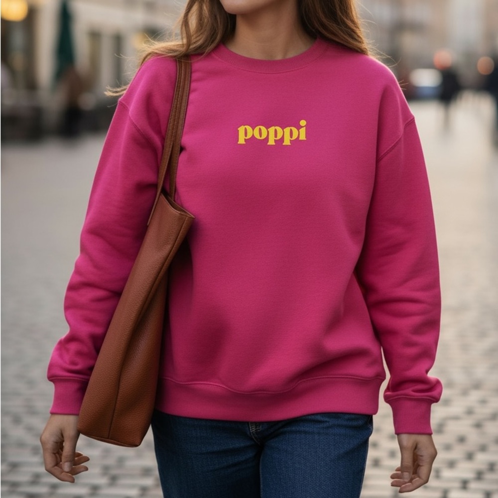 Poppi Women's Pink Crew Neck Sweater Iconic Flavor Fover